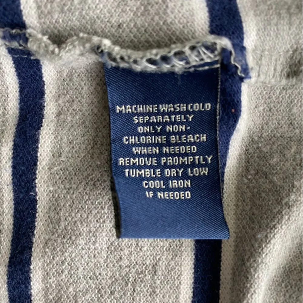 Ralph Lauren Striped Polo Short Sleeve Shirt Gray Blue SZ M